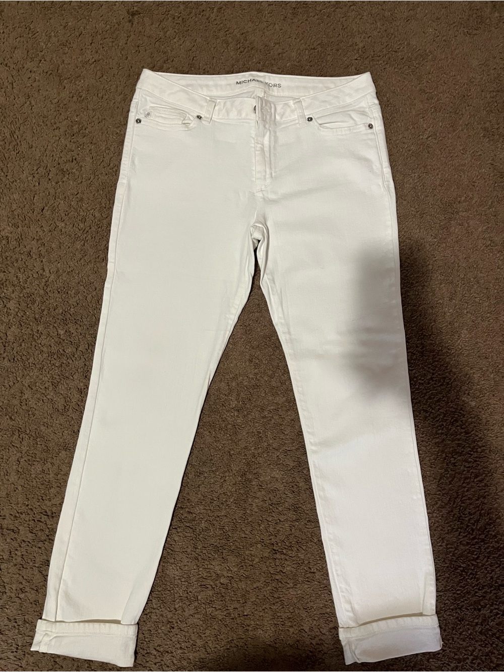 Michael Kors White Boyfriend Jeans - Rolled Cuffs